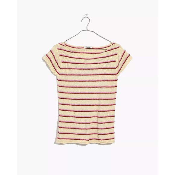 🍒BOGO🍒 Madewell Marin Sweater Tee in Stripe Retro Beige Pink - Picture 4 of 10